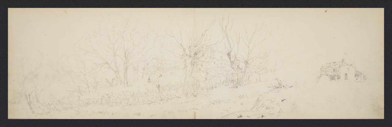Album n. 4 (Ranco, Suna, Cannobio). Studio di bosco; studio di casolari (disegno) di Canella, Giuseppe (prima metà sec. XIX)