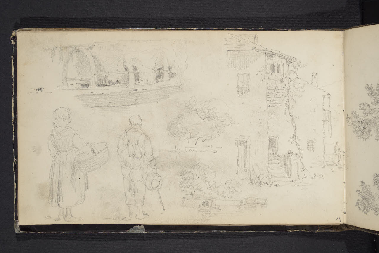 Album n. 4 (Ranco, Suna, Cannobio). Studi vari, case e figure (disegno) di Canella, Giuseppe (prima metà sec. XIX)
