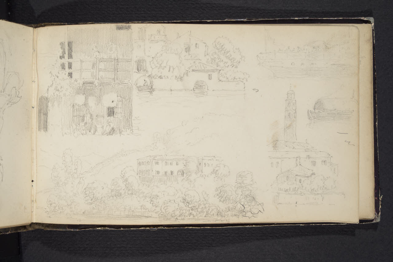 Album n. 4 (Ranco, Suna, Cannobio). Studi di case varie (disegno) di Canella, Giuseppe (prima metà sec. XIX)