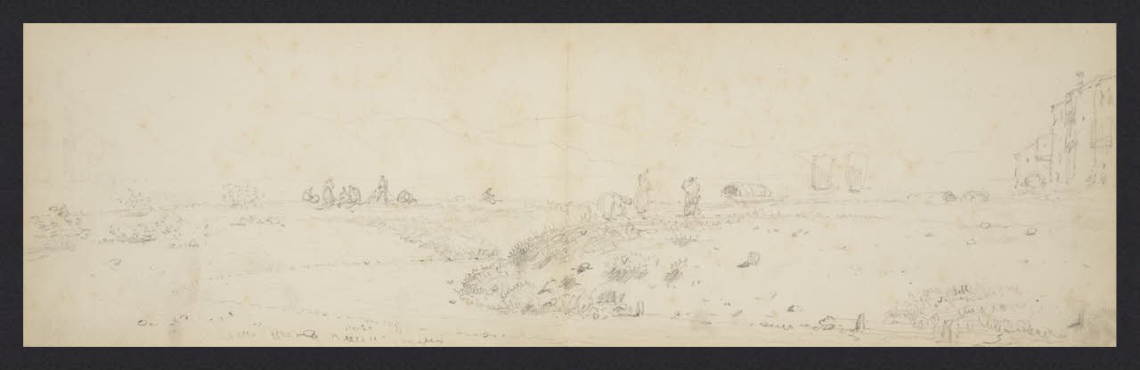 Album n. 4 (Ranco, Suna, Cannobio). Ampio paesaggio lacustre (disegno) di Canella, Giuseppe (prima metà sec. XIX)