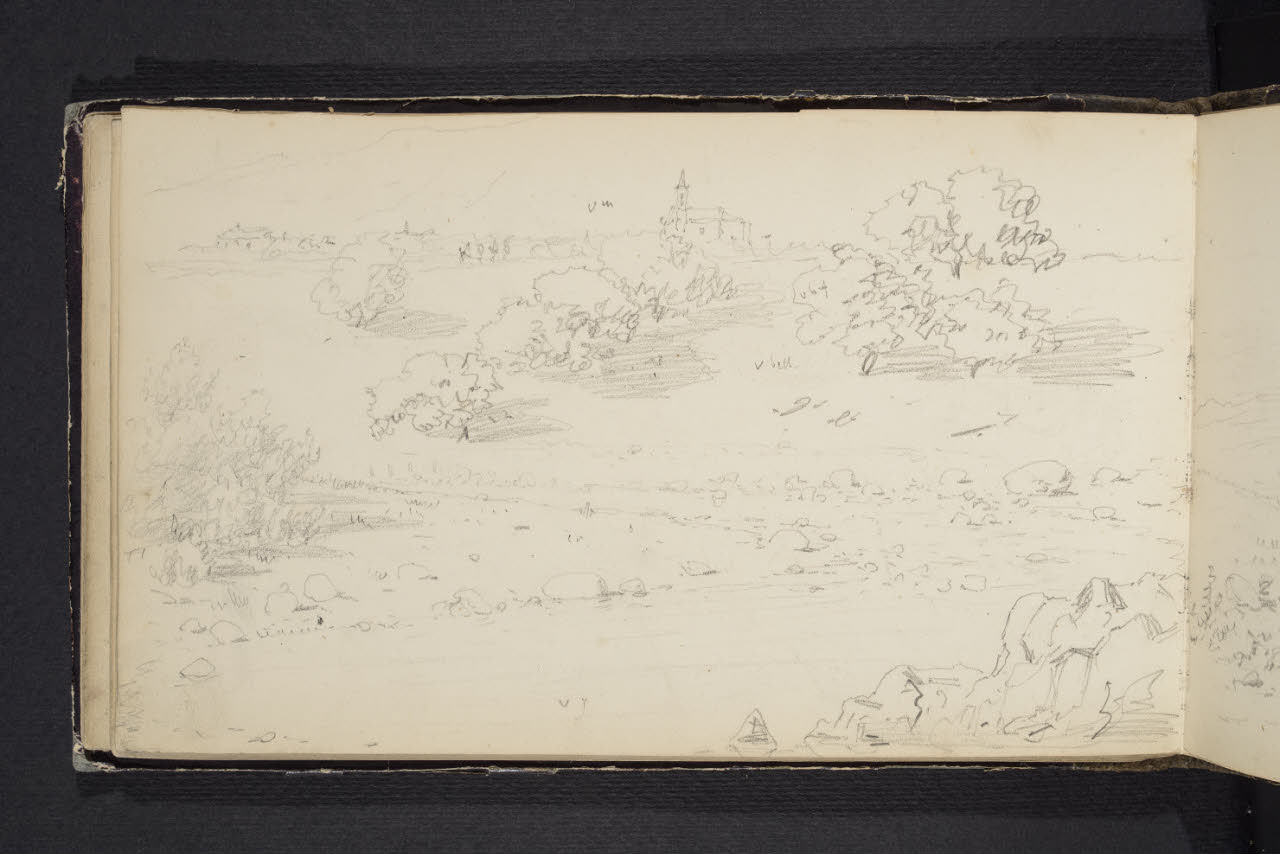Album n. 4 (Ranco, Suna, Cannobio). Studio di paesaggio (disegno) di Canella, Giuseppe (prima metà sec. XIX)