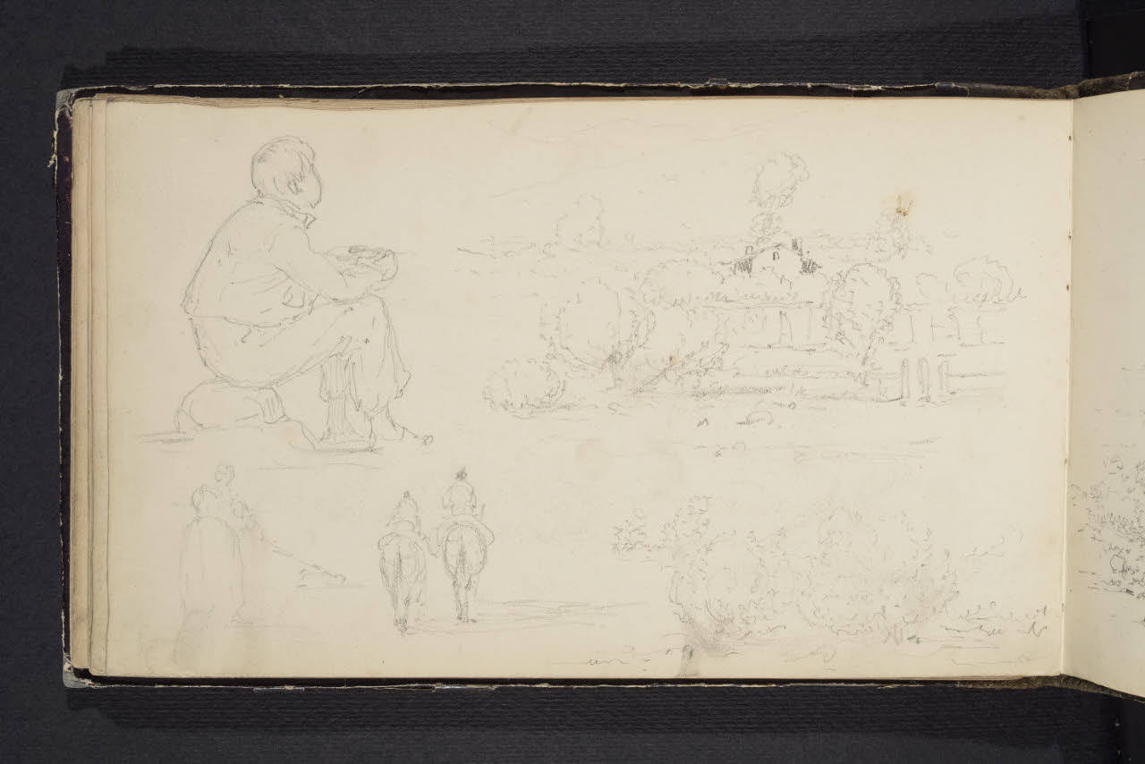 Album n. 4 (Ranco, Suna, Cannobio). Schizzi vari, paesaggi, figure (disegno) di Canella, Giuseppe (prima metà sec. XIX)