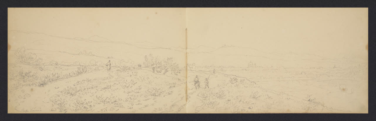 Album n. 6 - Territorio veronese e milanese e linee e brughiere. Ampia veduta presso Verona (disegno) di Canella, Giuseppe (prima metà sec. XIX)