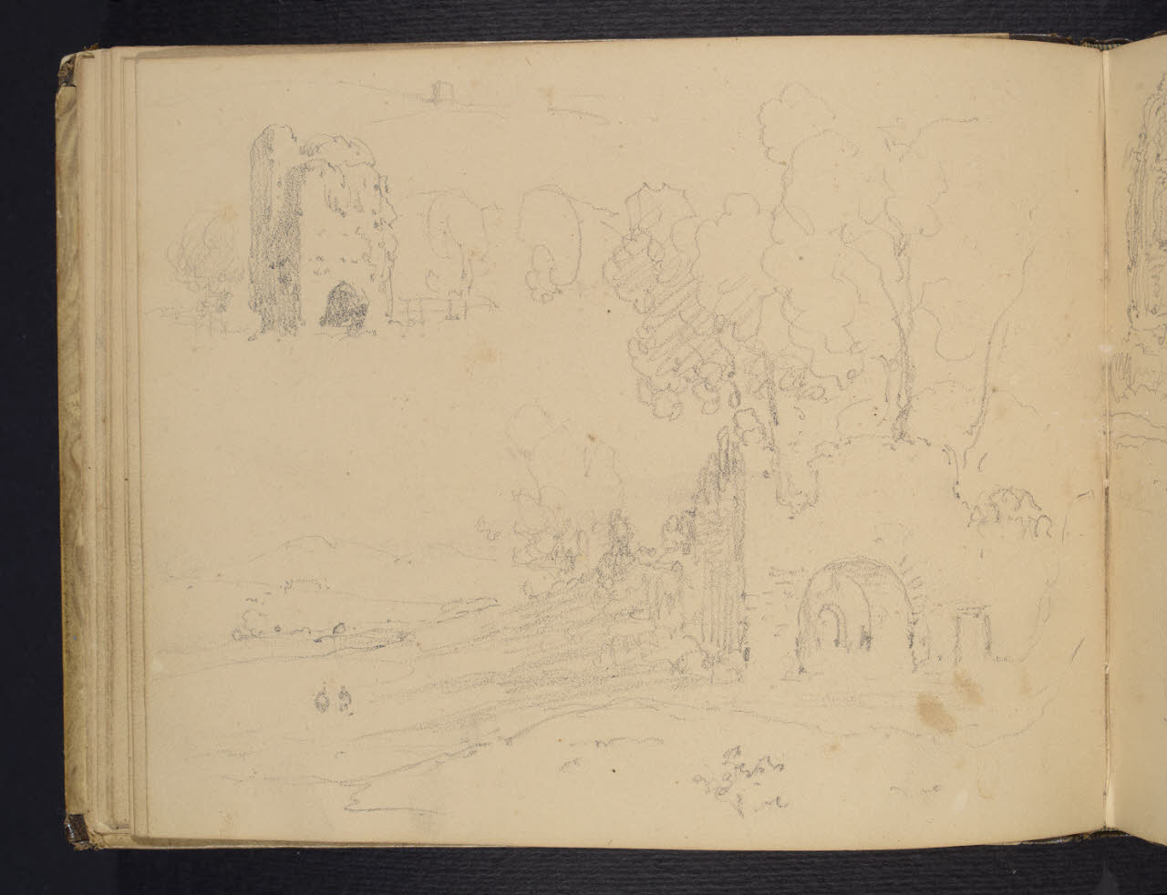 Album n. 8 - Roma - Livorno. Due ruderi (disegno) di Canella, Giuseppe (prima metà sec. XIX)