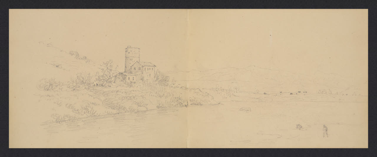 Album n. 8 - Roma - Livorno. La casa del mulino di Claudio (disegno) di Canella, Giuseppe (prima metà sec. XIX)