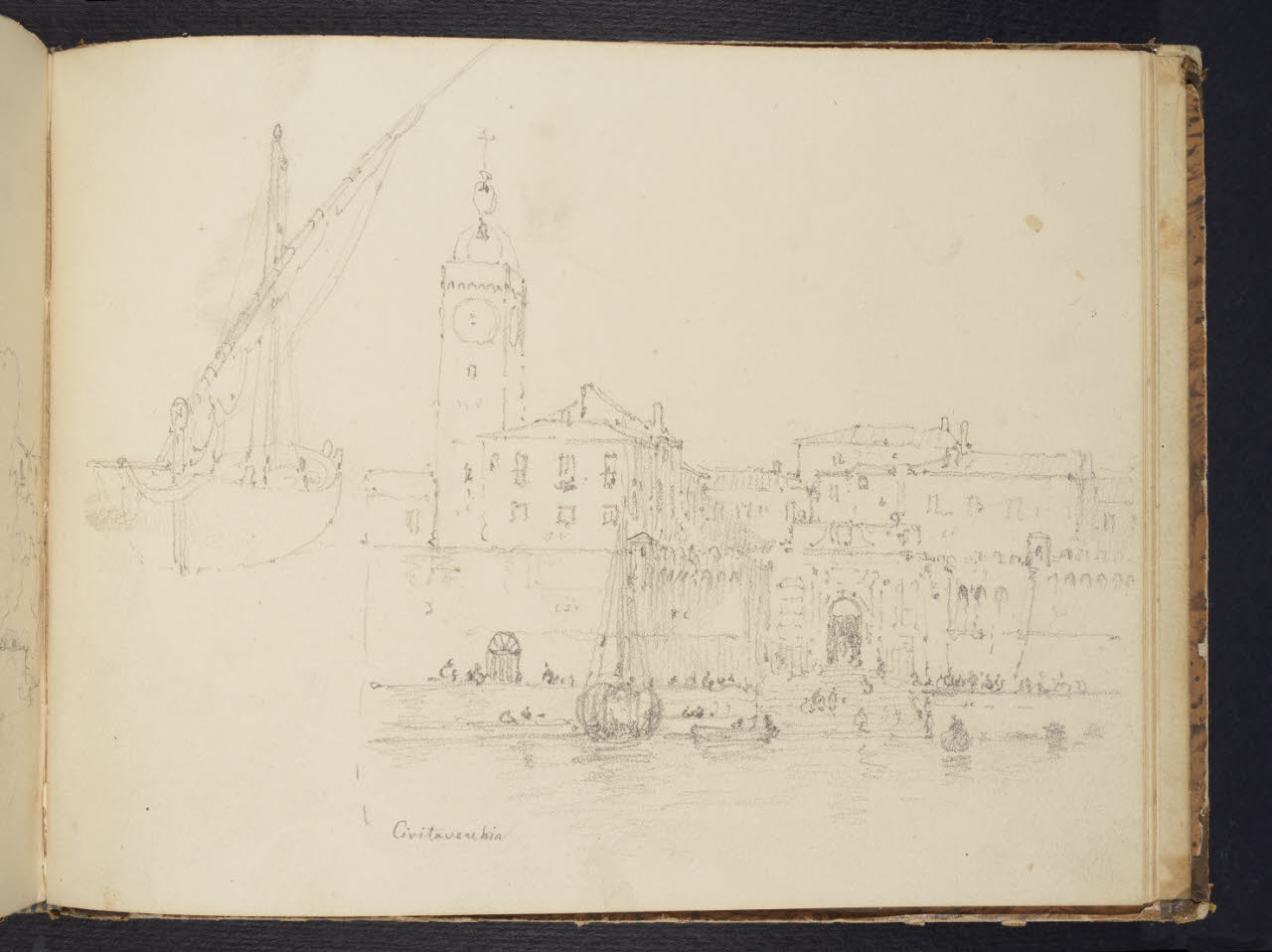 Album n. 9 - Livorno, Civitavecchia, Roma, Napoli (macchiette). Civitavecchia (disegno) di Canella, Giuseppe (prima metà sec. XIX)