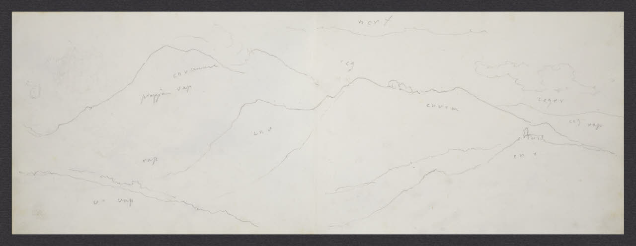 Album n. 10 - Trieste, Lago Maggiore, Val d'Imagna e luoghi del milanese con brughiera e Monte Rosa (disegno) di Canella, Giuseppe (prima metà sec. XIX)