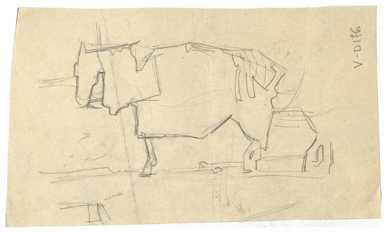 Cavallo con gualdrappa (disegno) di Disertori, Benvenuto Maria (prima metà sec. XX)