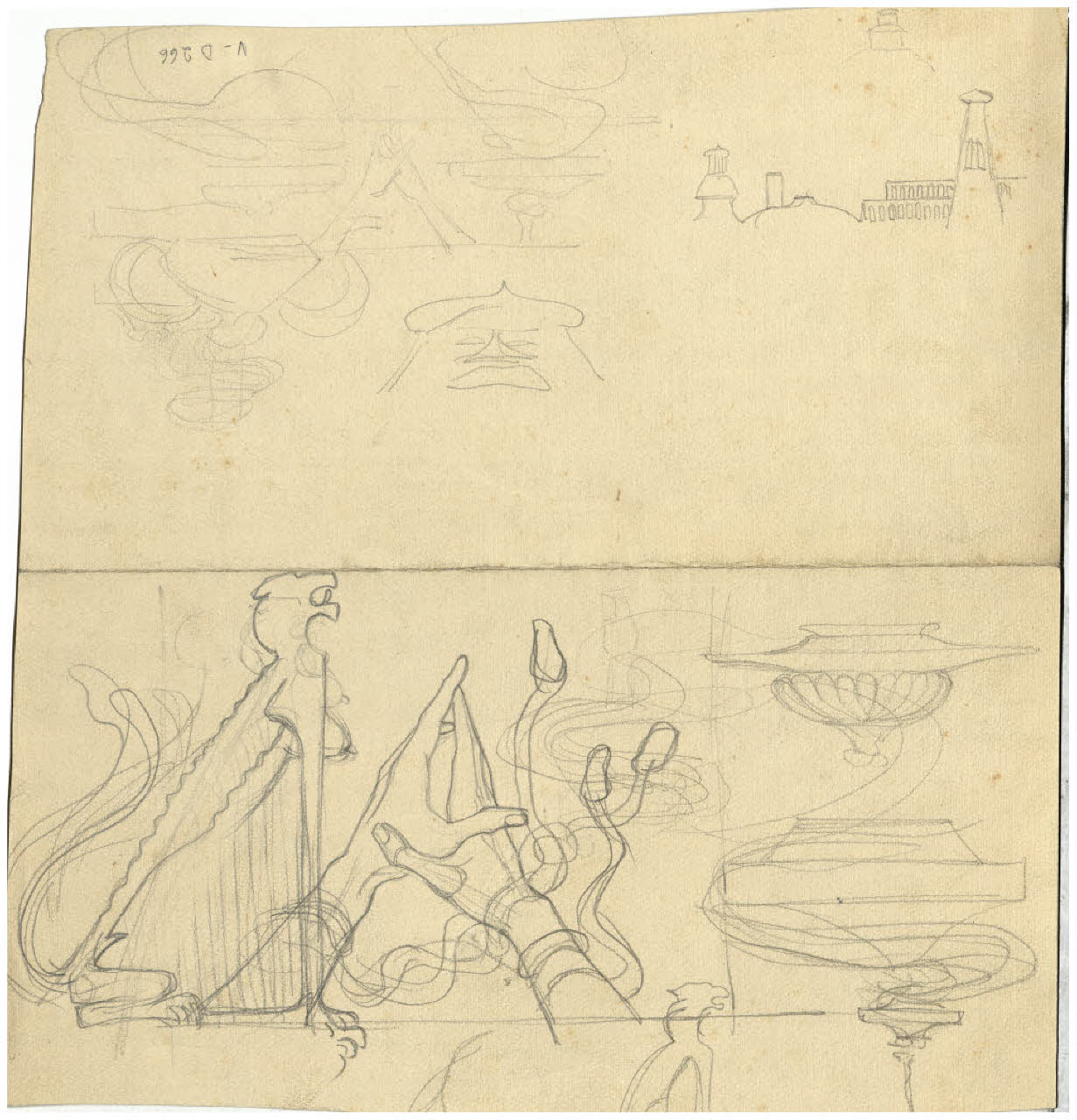 Foglio di studi (disegno) di Disertori, Benvenuto Maria (prima metà sec. XX)