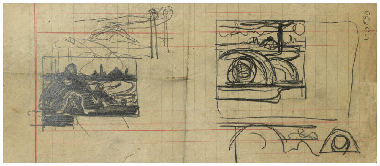 Due bozzetti di paesaggi (disegno) di Disertori, Benvenuto Maria (prima metà sec. XX)