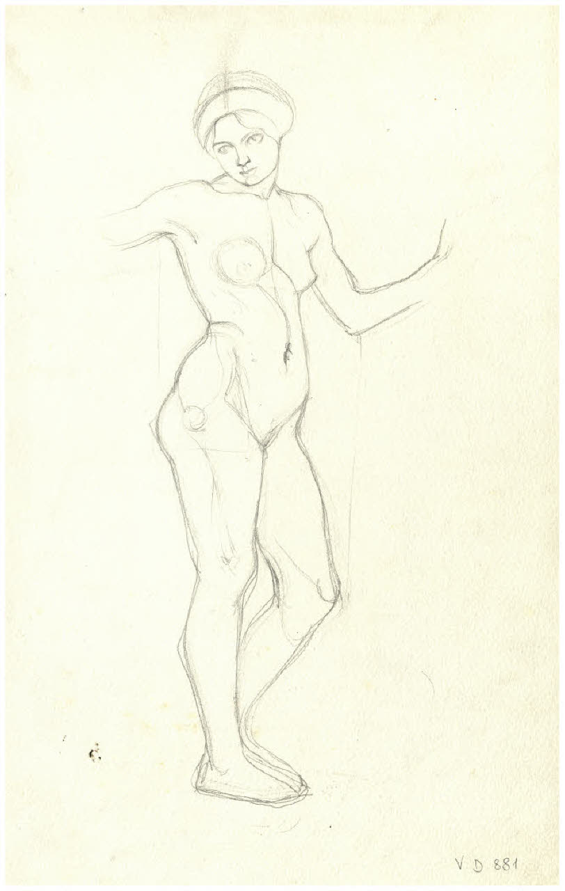 Nudo femminile (disegno) di Disertori, Benvenuto Maria (sec. XX)
