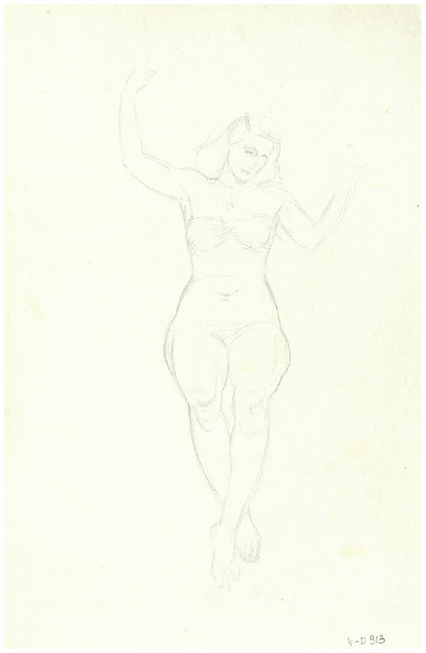 Nudo femminile seduto (disegno) di Disertori, Benvenuto Maria (prima metà sec. XX)