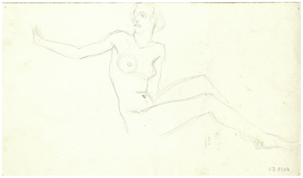 Nudo femminile seduto (disegno) di Disertori, Benvenuto Maria (prima metà sec. XX)