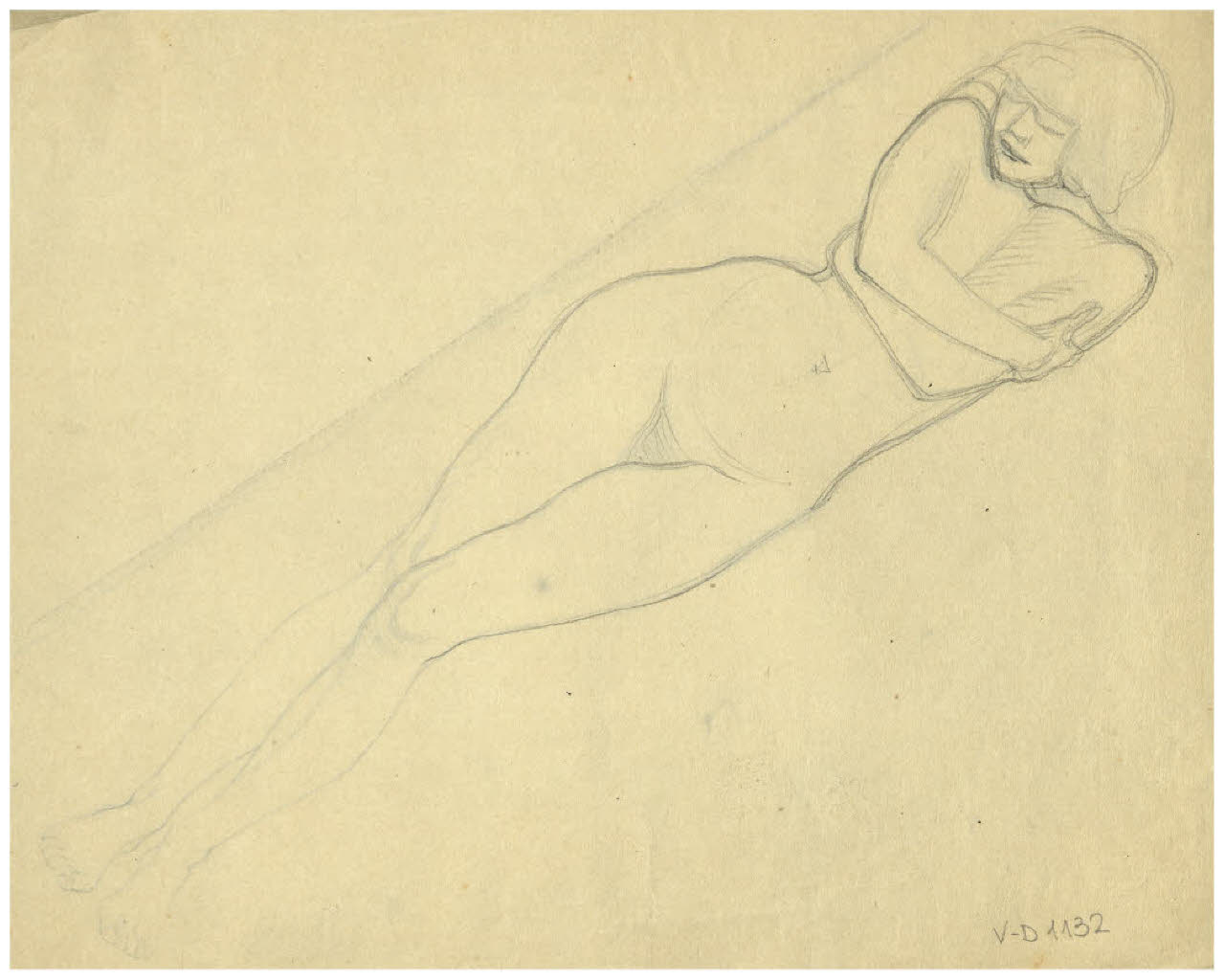 Studio di nudo femminile (disegno) di Disertori, Benvenuto Maria (prima metà sec. XX)