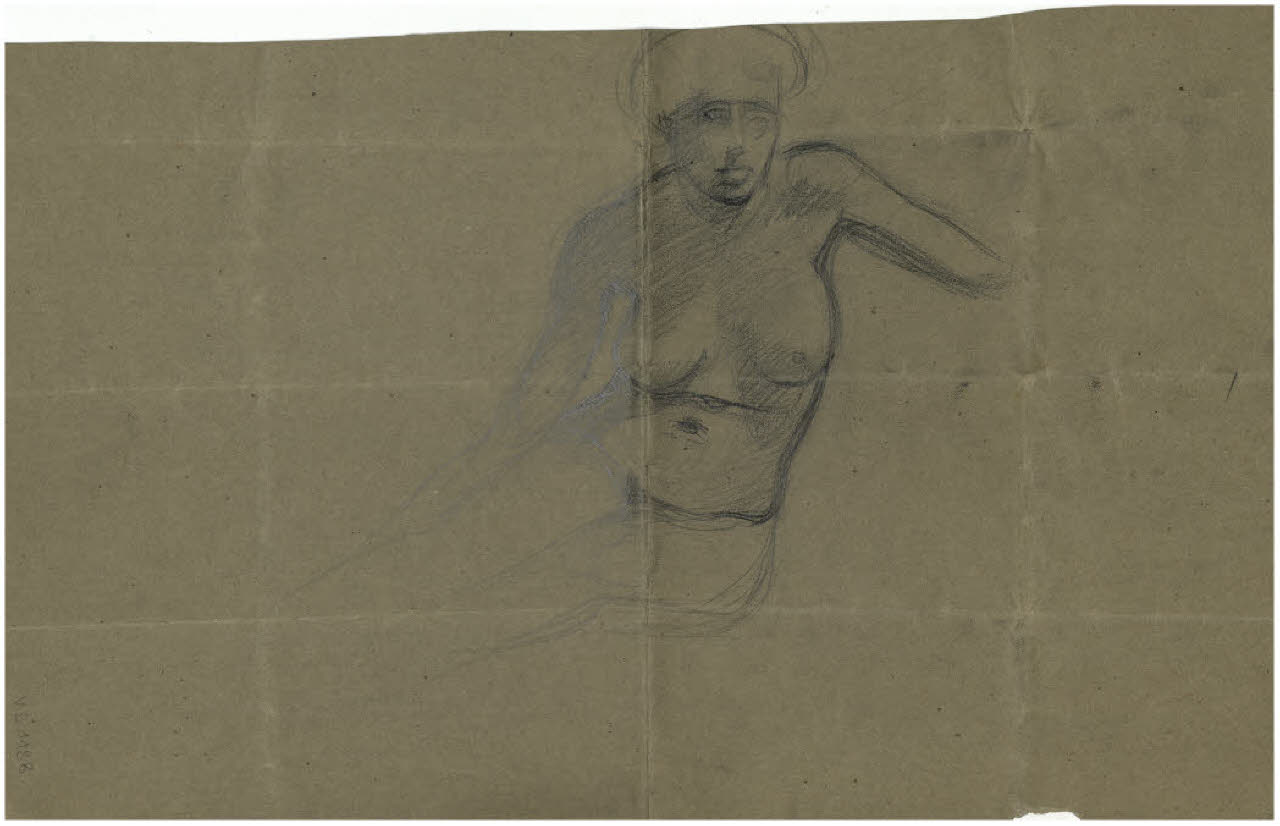 Nudo femminile seduto (disegno) di Disertori, Benvenuto Maria (prima metà sec. XX)