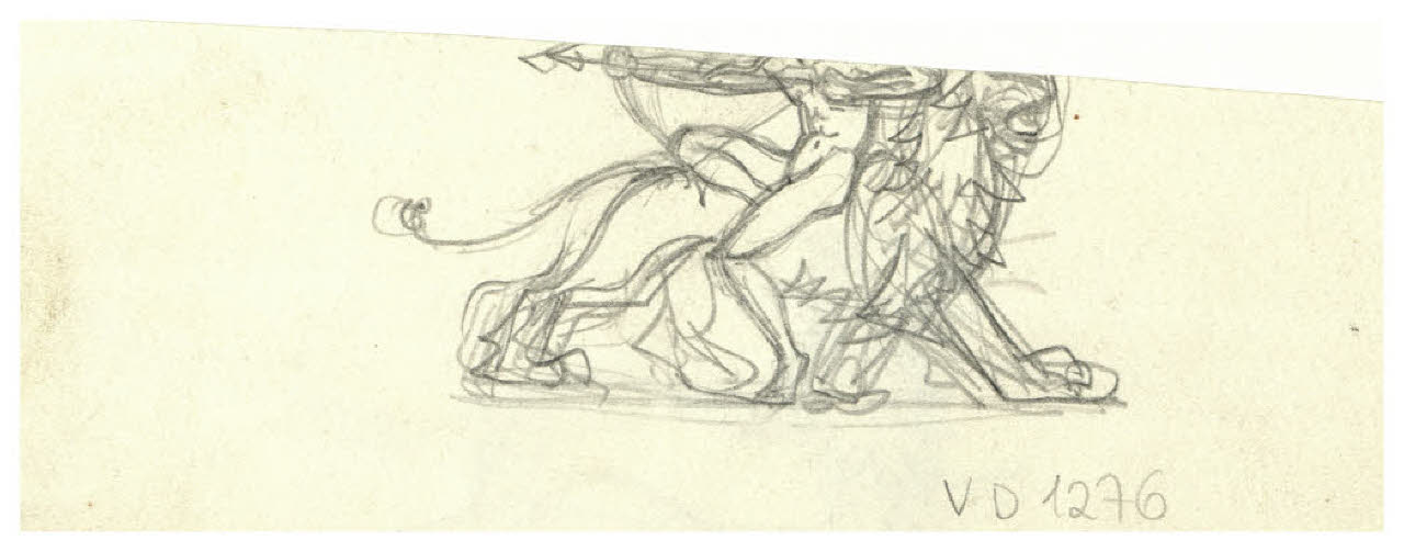 Arciere su un grifone (disegno) di Disertori, Benvenuto Maria (prima metà sec. XX)