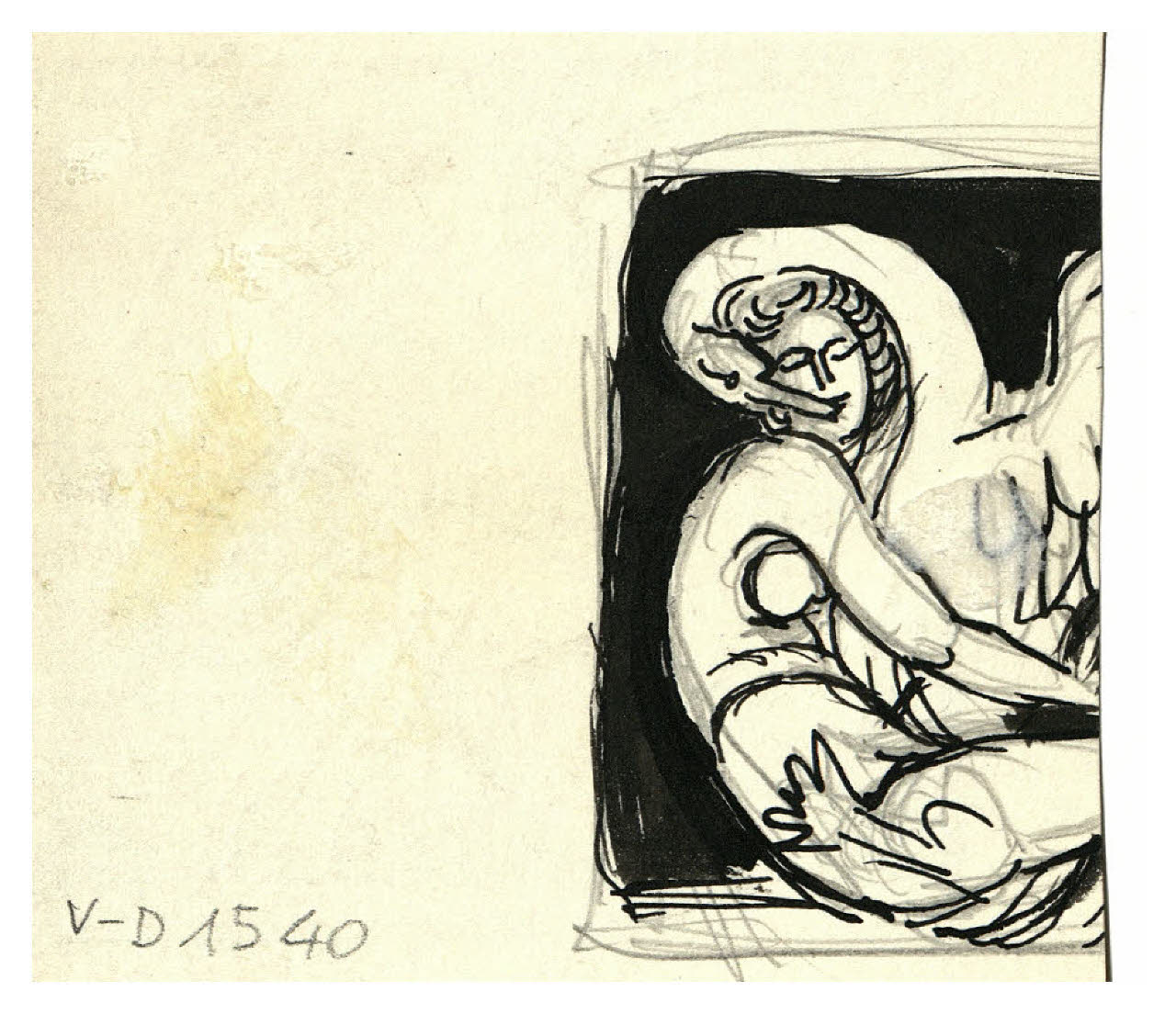 Leda e il cigno (disegno) di Disertori, Benvenuto Maria (prima metà sec. XX)