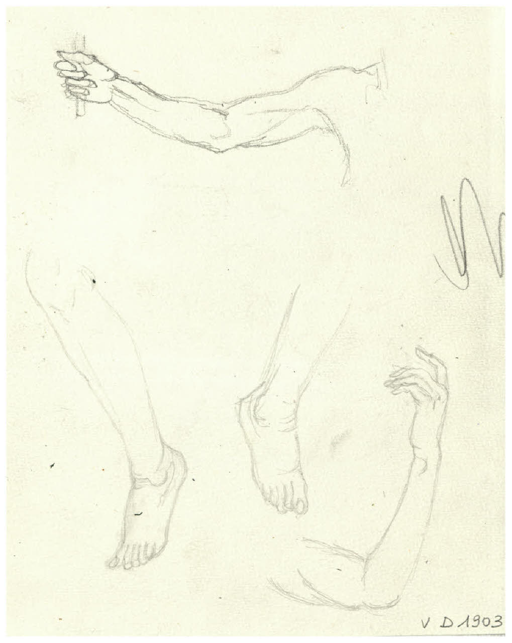 Studi vari (disegni preparatori per Il Pianeta Venere e per La cerba) (disegno) di Disertori, Benvenuto Maria (prima metà sec. XX)