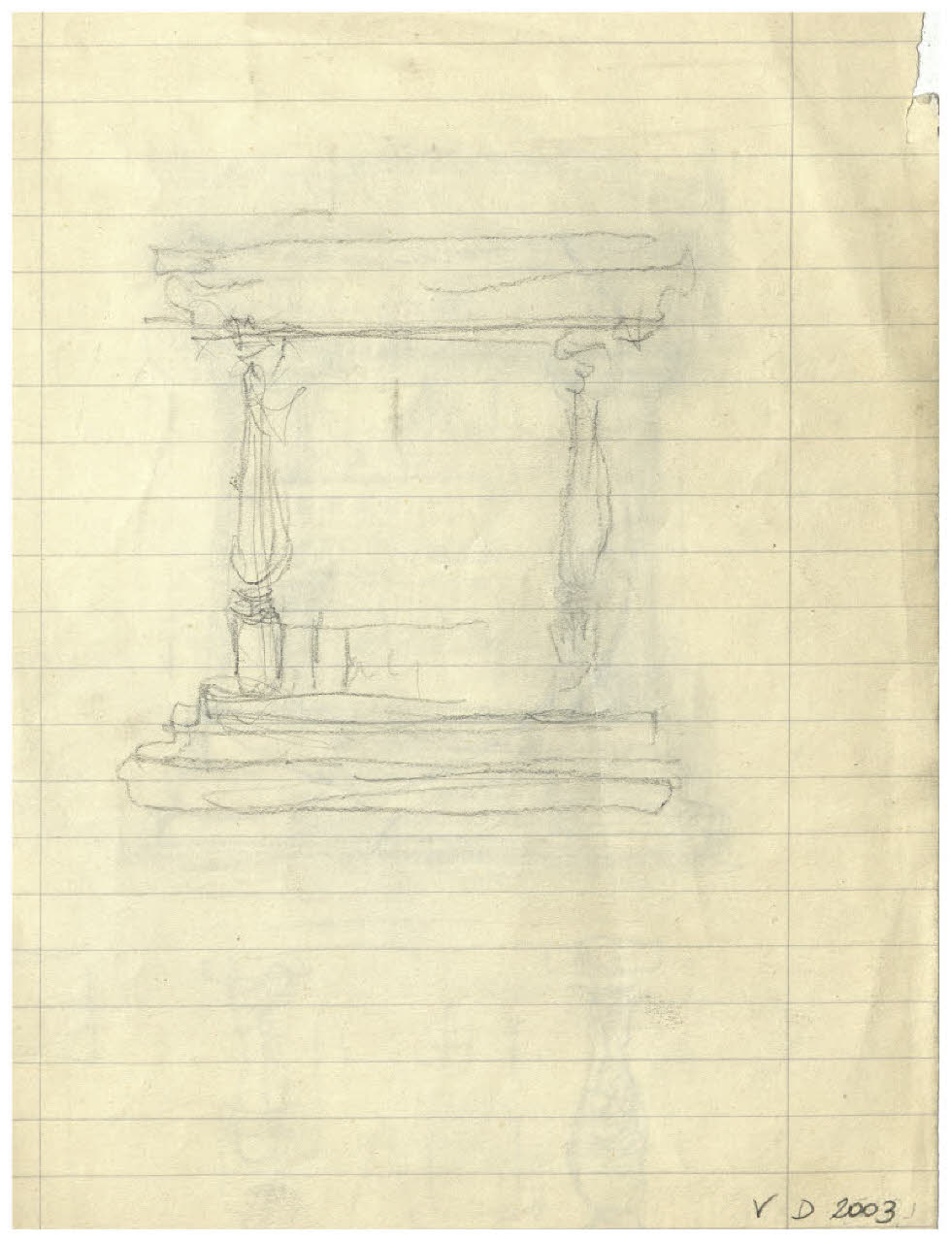Colonne e architrave (schizzo) (disegno) di Disertori, Benvenuto Maria (prima metà sec. XX)