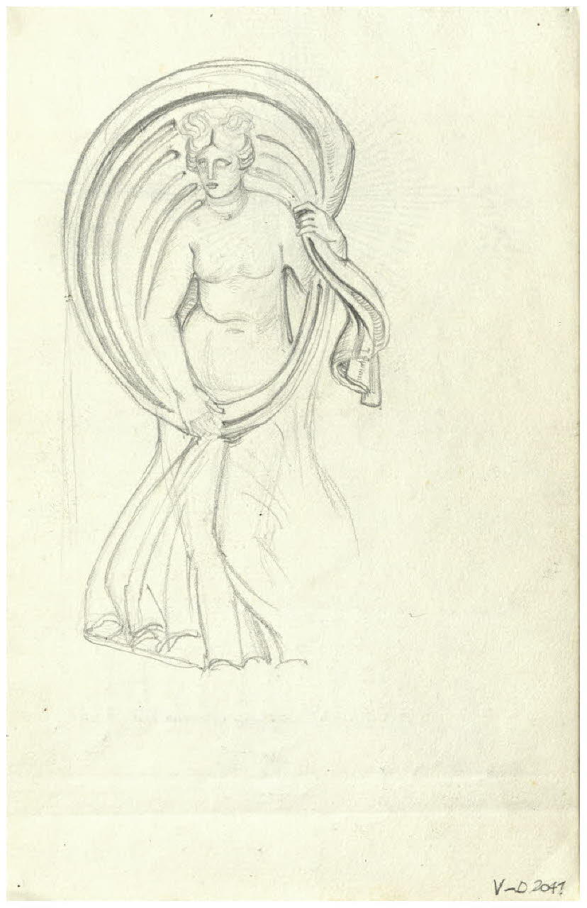 Antica statua di Venere con un velo (disegno) di Disertori, Benvenuto Maria (prima metà sec. XX)