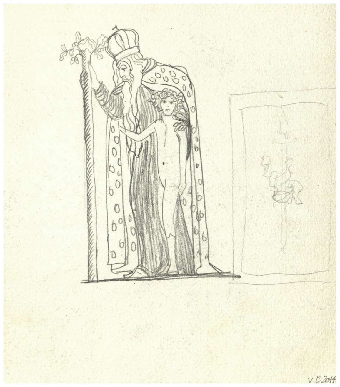 Vecchio re e giovanetto (disegno) di Disertori, Benvenuto Maria (prima metà sec. XX)