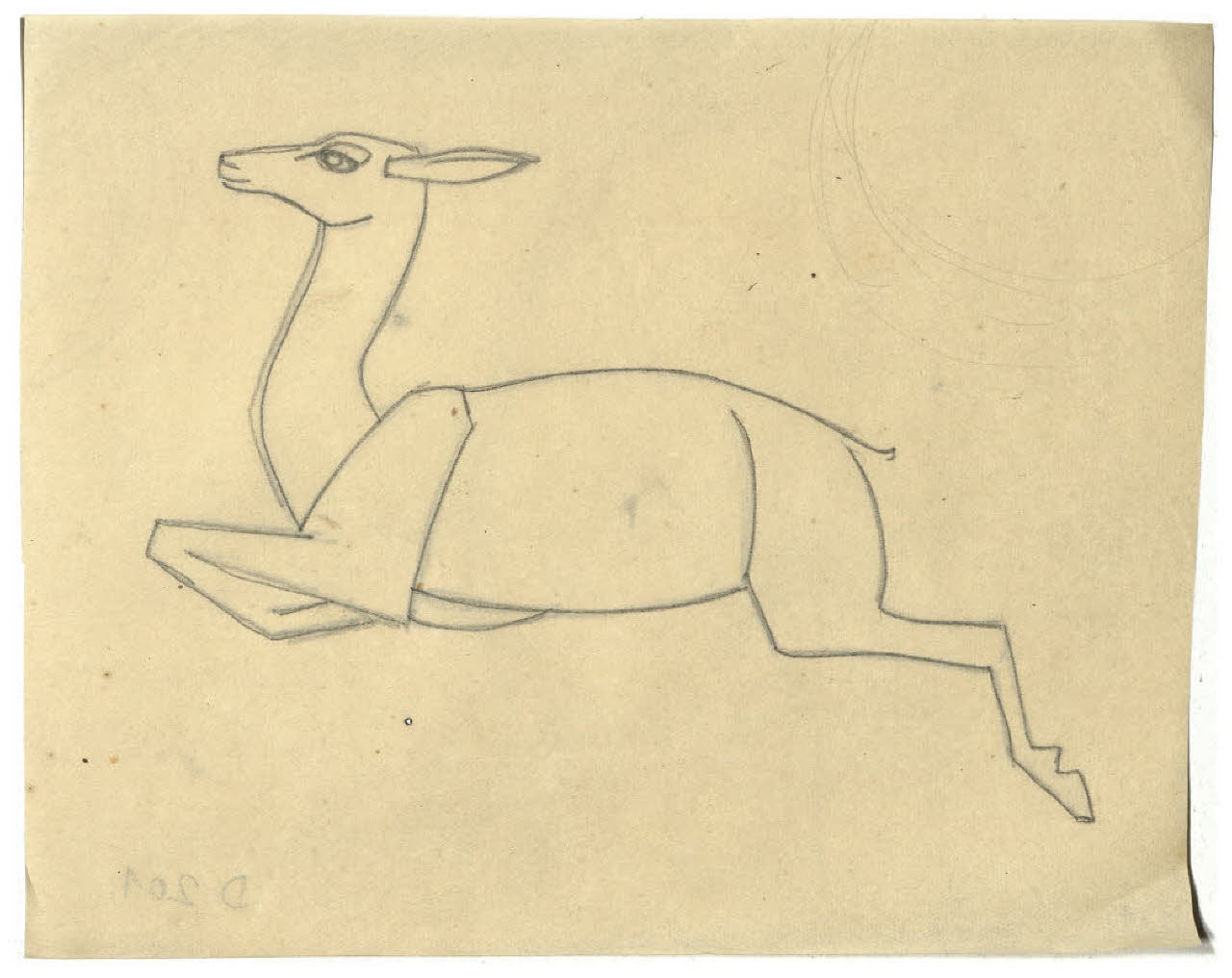 Gazzella (?). Disegno preparatorio per l'acquaforte mai realizzata Il Pianeta Luna (disegno) di Disertori, Benvenuto Maria (secondo quarto sec. XX)