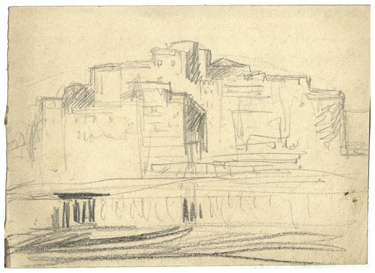 Veduta di paese (disegno) di Disertori, Benvenuto Maria (prima metà sec. XX)