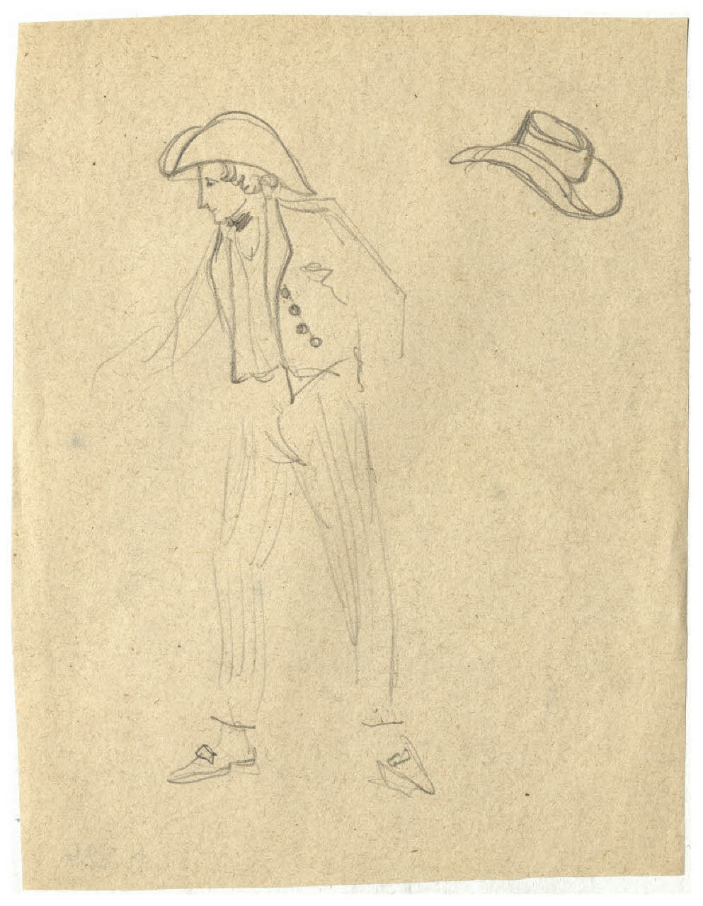 Figura maschile in costume (disegno) di Disertori, Benvenuto Maria (prima metà sec. XX)