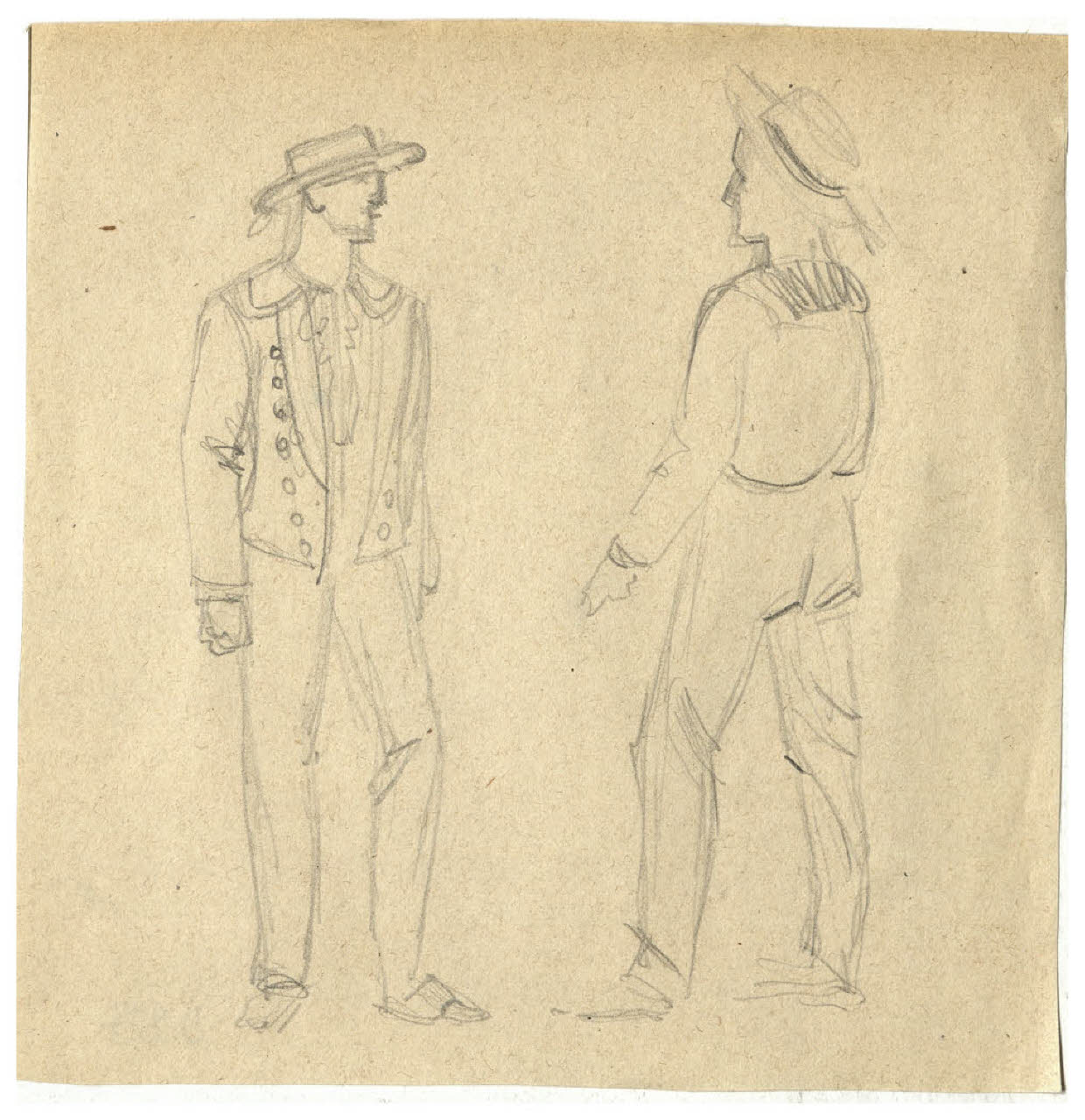 Figure maschili in costume (disegno) di Disertori, Benvenuto Maria (prima metà sec. XX)