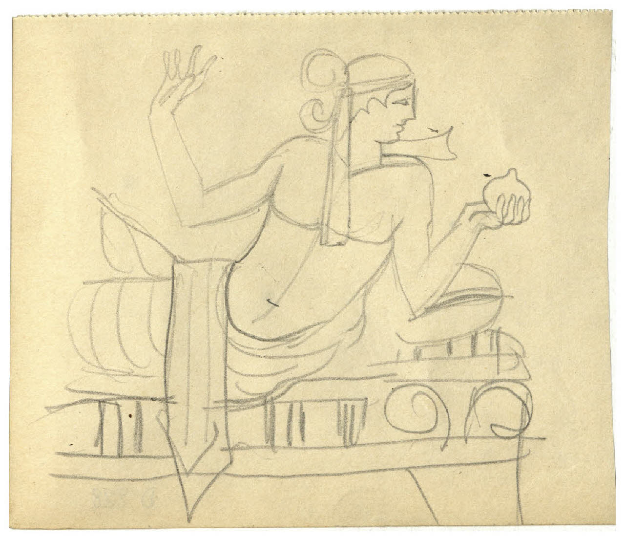 Pittura vascolare antica (?) (disegno) di Disertori, Benvenuto Maria (prima metà sec. XX)