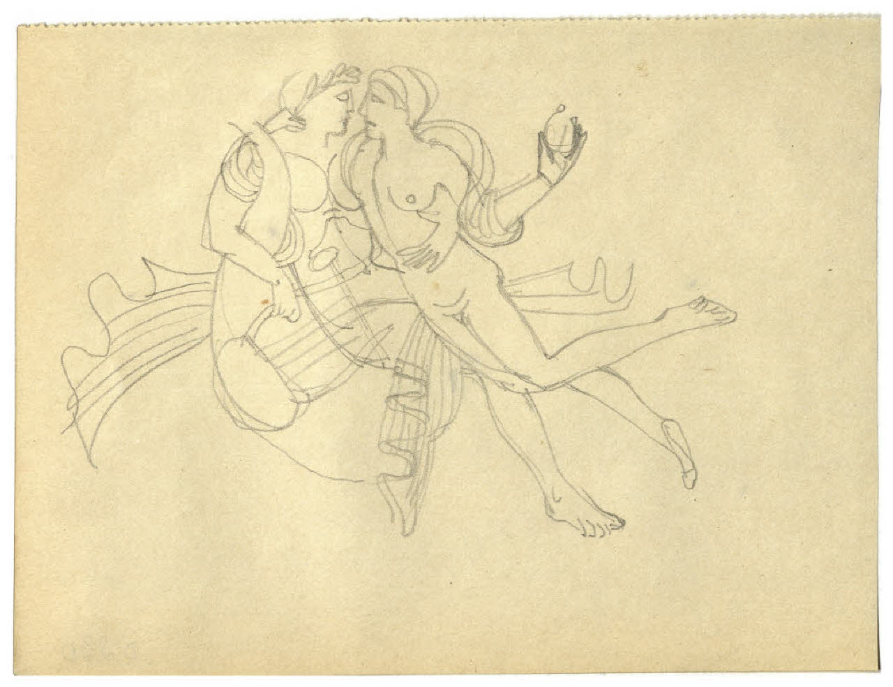 Pittura vascolare antica (?) (disegno) di Disertori, Benvenuto Maria (prima metà sec. XX)