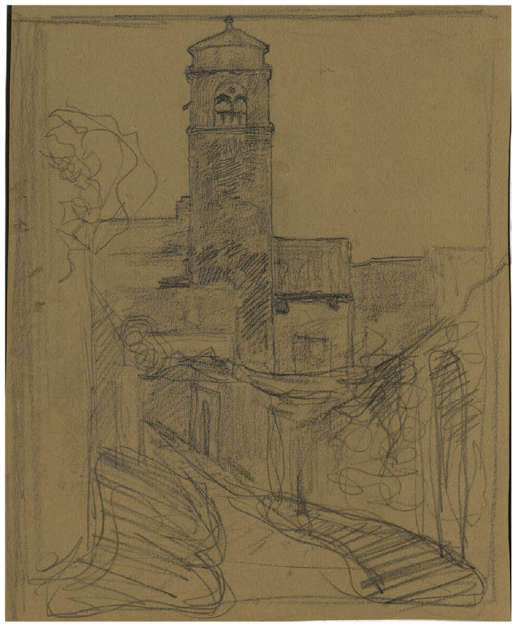 Scorcio urbano (disegno) di Disertori, Benvenuto Maria (prima metà sec. XX)