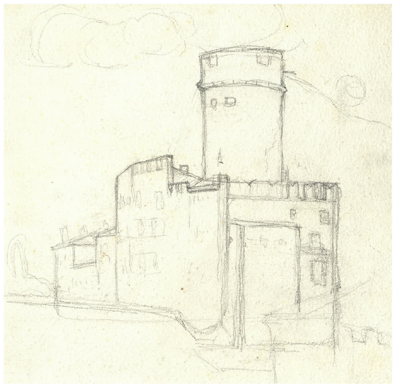 Castello (?) (disegno) di Disertori, Benvenuto Maria (prima metà sec. XX)
