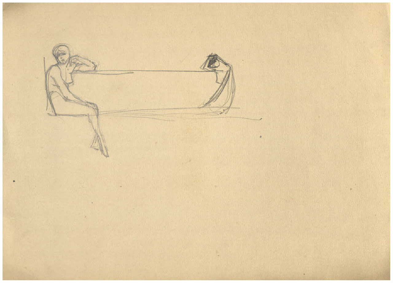 Due nudi femminili seduti (disegno) di Disertori, Benvenuto Maria (prima metà sec. XX)