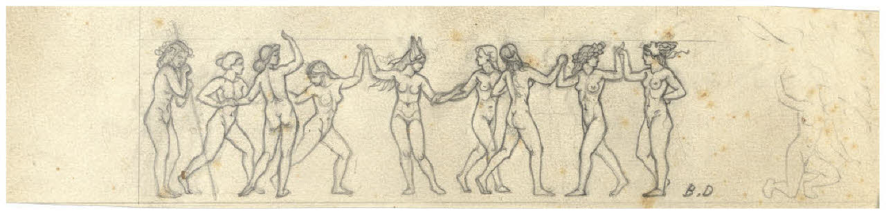 Le nove muse (disegno preparatorio per l'acquaforte, mai realizzata, Il Pianeta Marte) (disegno) di Disertori, Benvenuto Maria (sec. XX)