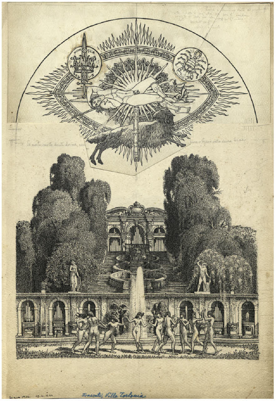 Il pianeta Marte (disegno preparatorio per l'acquaforte, mai realizzata) (disegno) di Disertori, Benvenuto Maria (sec. XX)