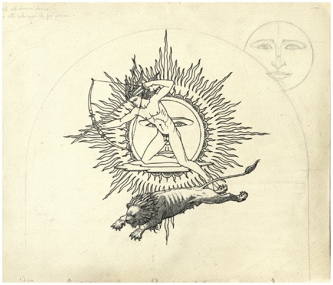 Il Pianeta Sole. Disegno preparatorio per l'acquaforte mai realizzata (disegno) di Disertori, Benvenuto Maria (secondo quarto sec. XX)