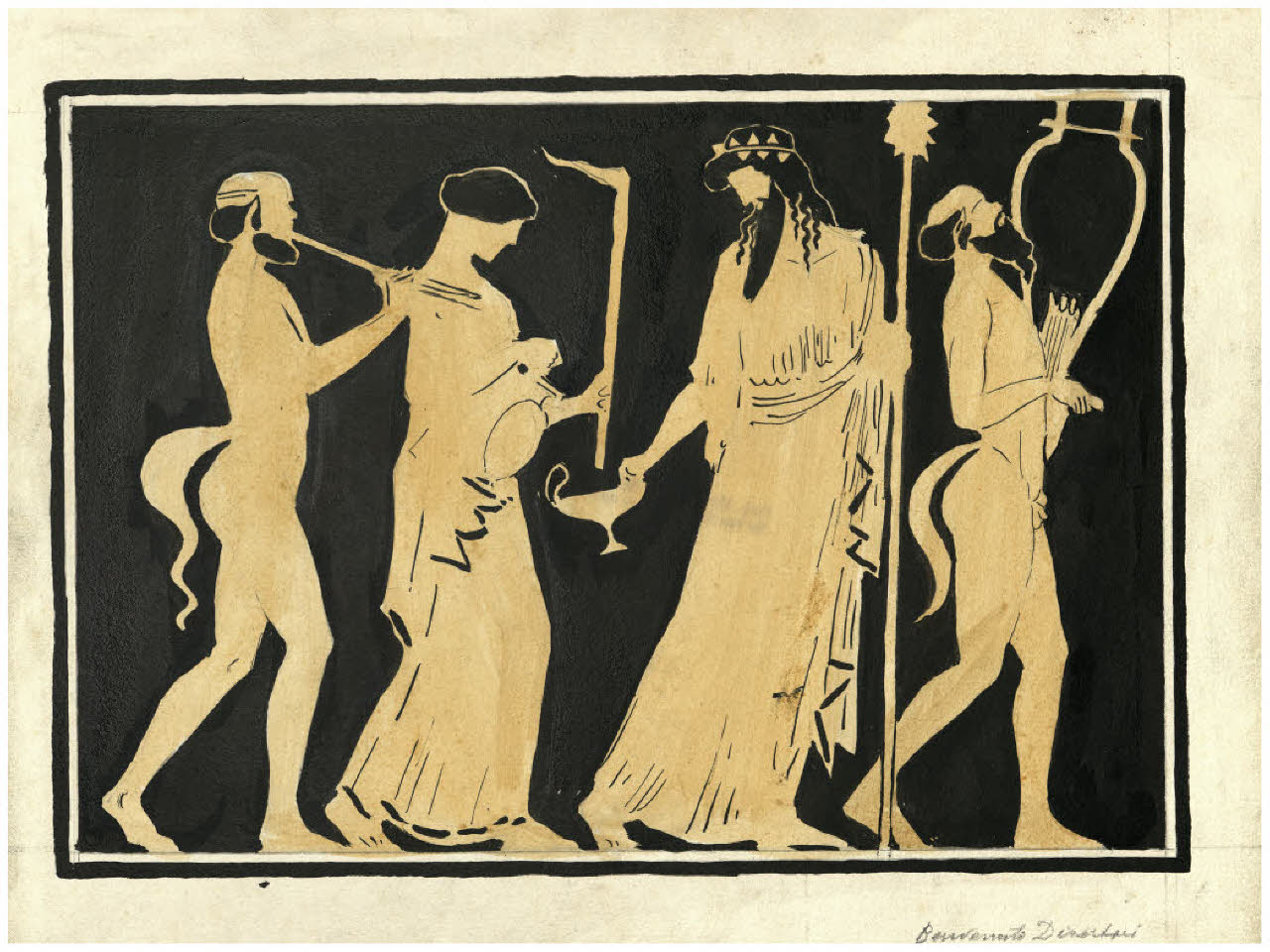 Pittura vascolare antica. Ceramica a figure rosse (disegno) di Disertori, Benvenuto Maria (prima metà sec. XX)