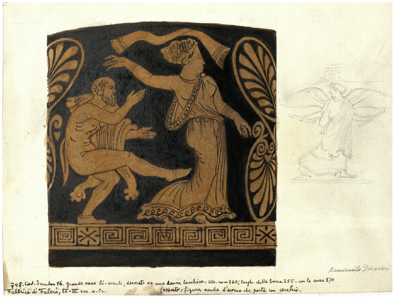 Pittura vascolare antica. Danza bacchica (Collezione Sambon al Museo Teatrale della Scala) (disegno) di Disertori, Benvenuto Maria (prima metà sec. XX)