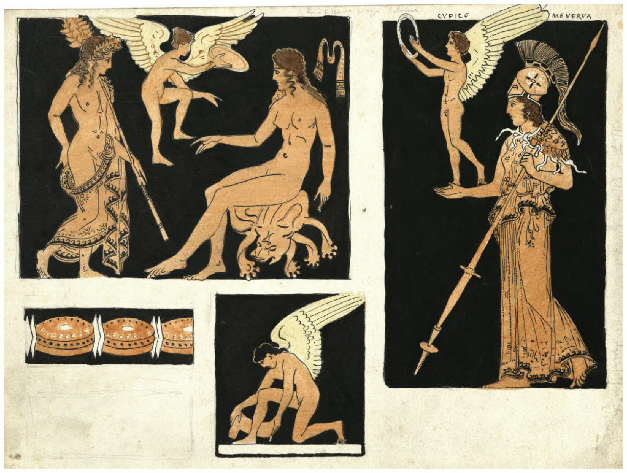 Pittura vascolare antica. Ceramica a figure rosse (disegno) di Disertori, Benvenuto Maria (prima metà sec. XX)