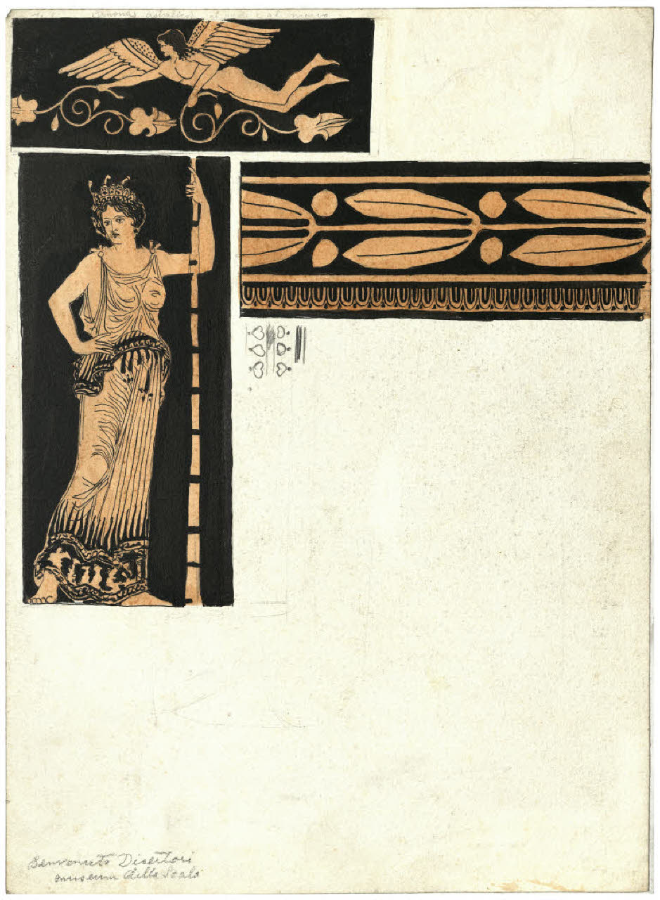 Pittura vascolare antica. Ceramiche a figure rosse (Collezione Sambon al Museo Teatrale della Scala) (disegno) di Disertori, Benvenuto Maria (prima metà sec. XX)