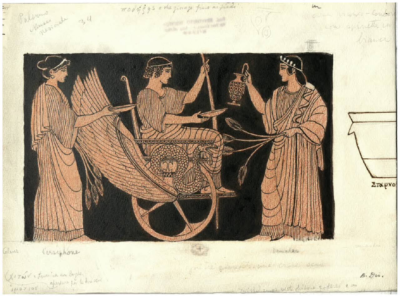 Pittura vascolare antica. Ceramica a figure rosse (disegno) di Disertori, Benvenuto Maria (prima metà sec. XX)