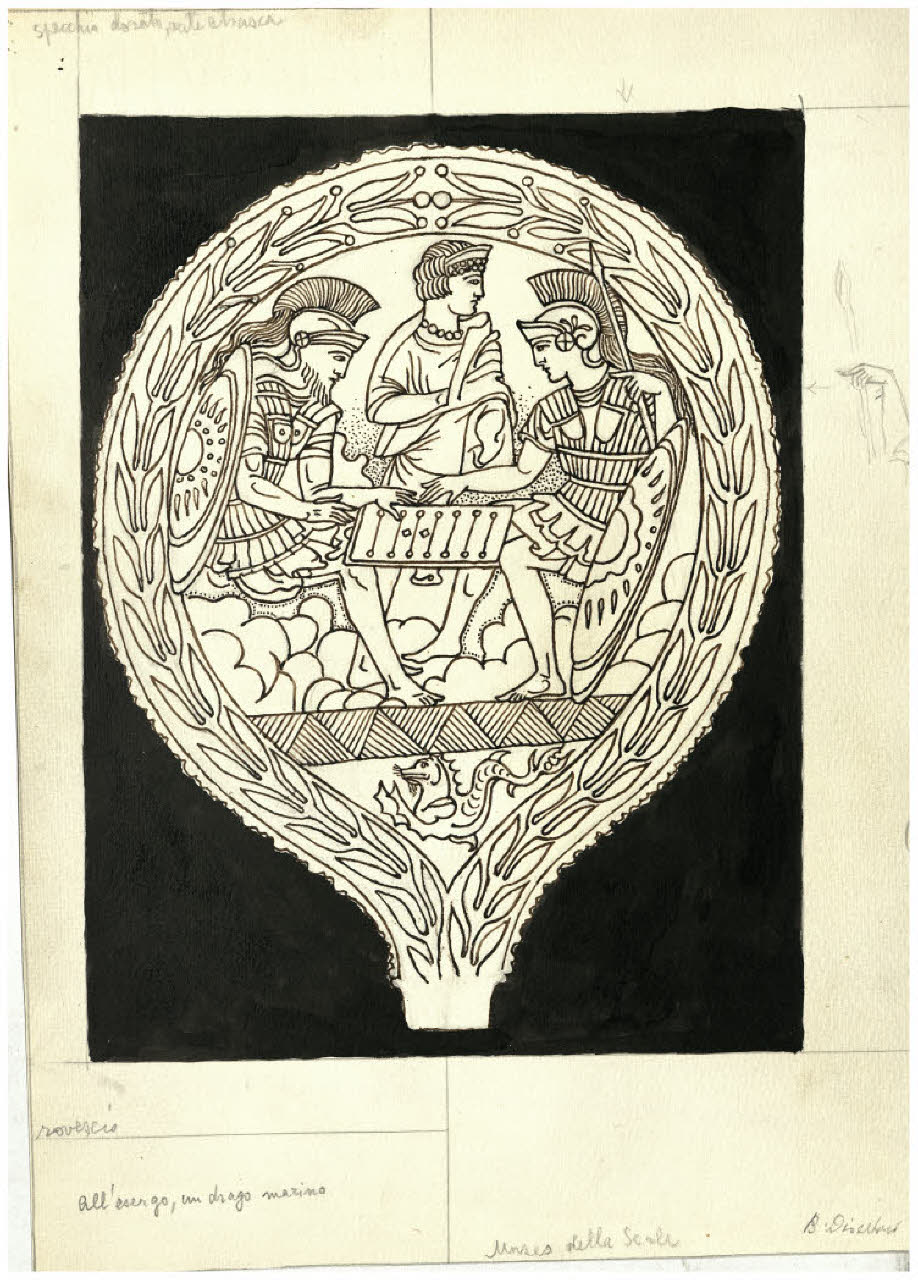 Specchio (Collezione Sambon al Museo Teatrale della Scala) (disegno) di Disertori, Benvenuto Maria (prima metà sec. XX)