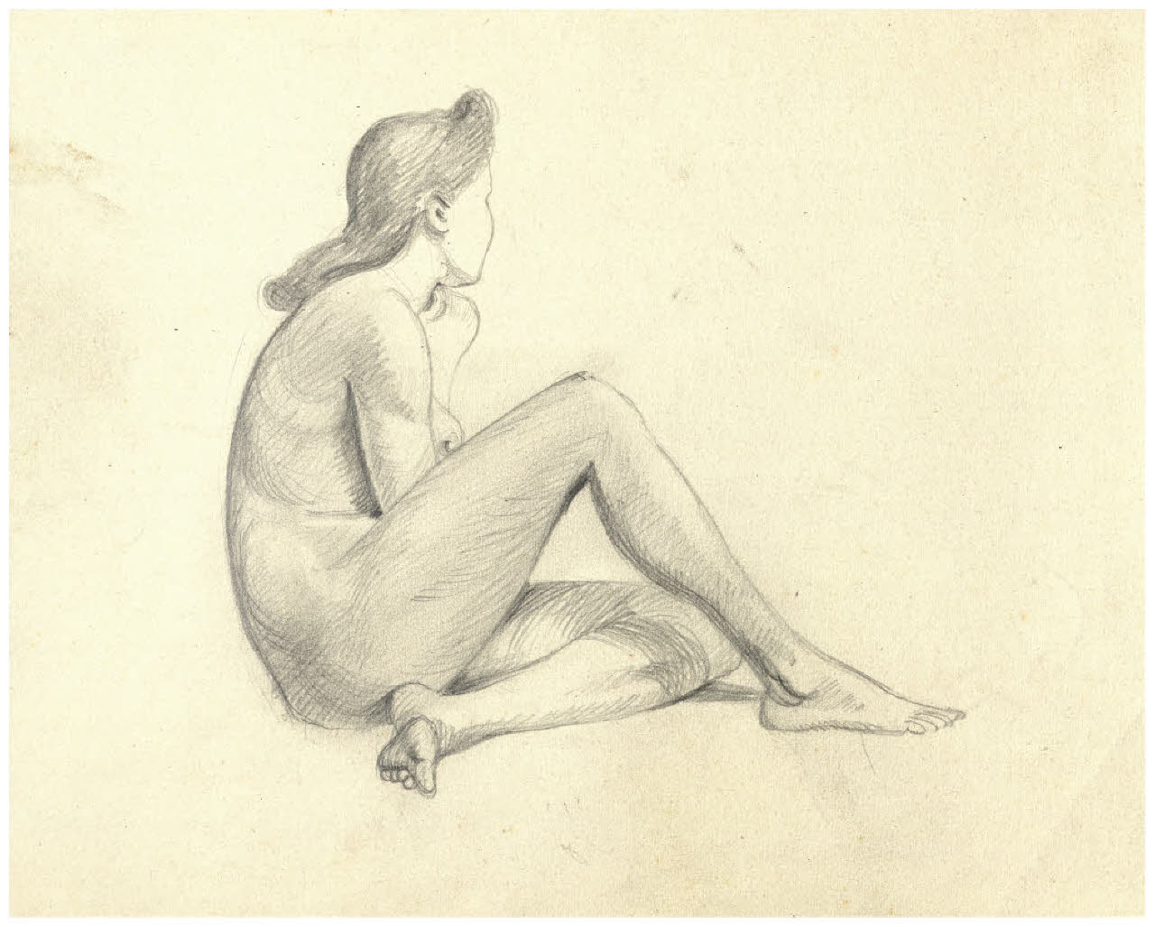 Nudo femminile seduto (disegno) di Disertori, Benvenuto Maria (prima metà sec. XX)