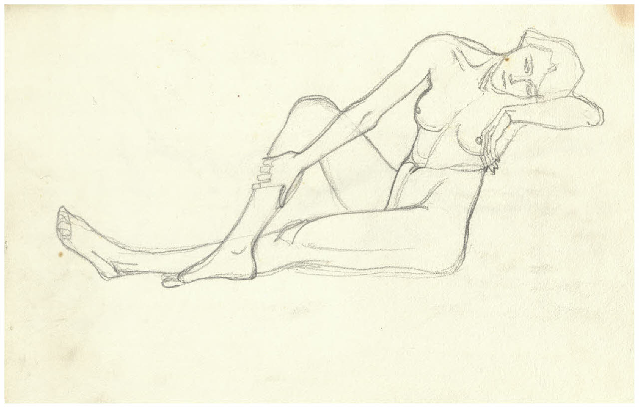 Nudo femminile seduto (disegno) di Disertori, Benvenuto Maria (prima metà sec. XX)