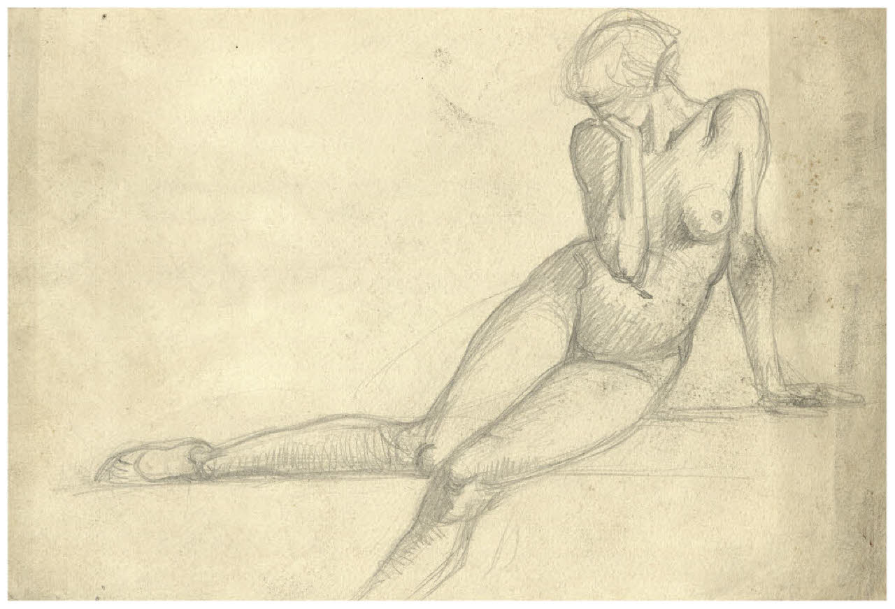Nudo femminile seduto (disegno) di Disertori, Benvenuto Maria (prima metà sec. XX)