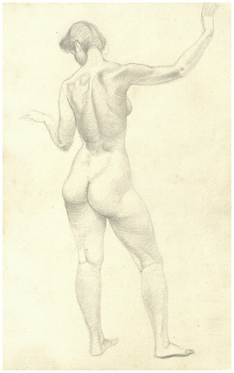 Nudo femminile di schiena (disegno) di Disertori, Benvenuto Maria (prima metà sec. XX)