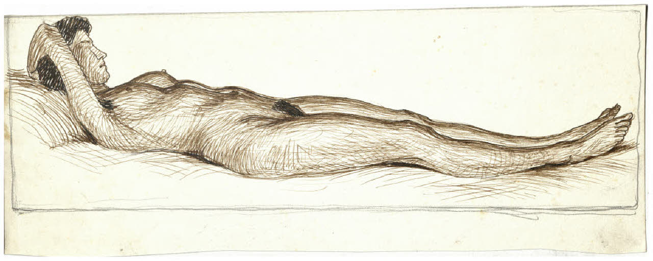 Nudo femminile sdaiato (disegno) di Disertori, Benvenuto Maria (prima metà sec. XX)