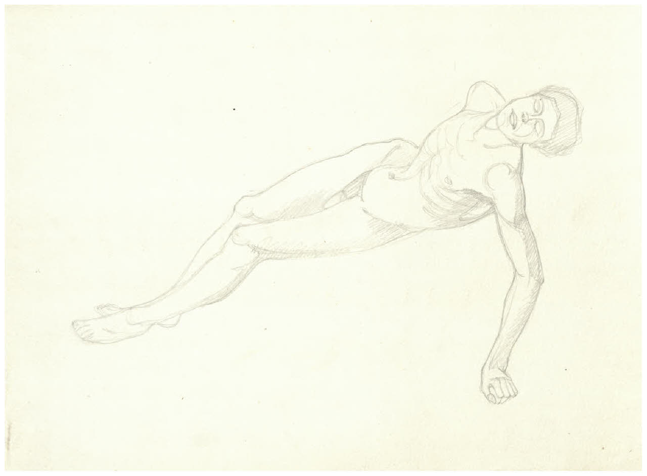 Nudo maschile (disegno) di Disertori, Benvenuto Maria (prima metà sec. XX)