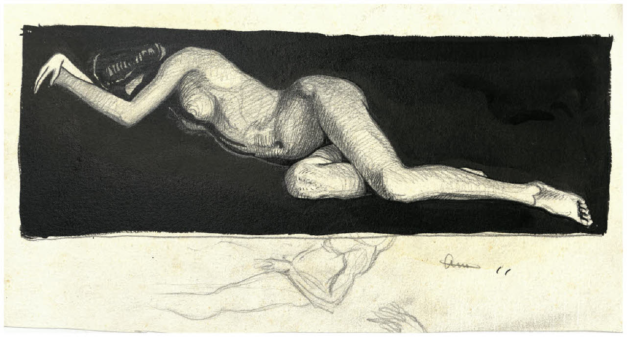 Studi di nudi femminili (disegno) di Disertori, Benvenuto Maria (prima metà sec. XX)